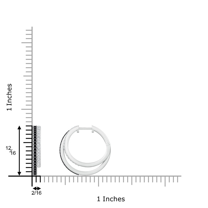 1.15mm A Black Diamond Double Hoop Earrings in White Gold product image
