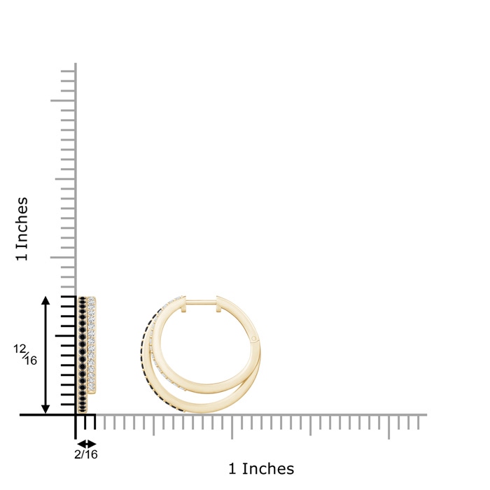 1.15mm A Black Diamond Double Hoop Earrings in Yellow Gold product image