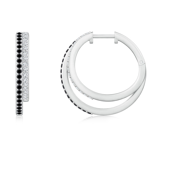 1.15mm AA Black Diamond Double Hoop Earrings in P950 Platinum 