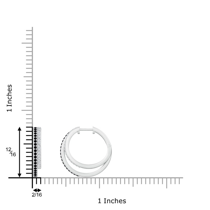 1.15mm AA Black Diamond Double Hoop Earrings in P950 Platinum product image