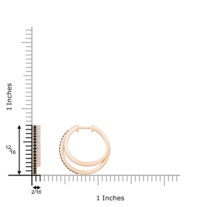 1.15mm AA Black Diamond Double Hoop Earrings in Rose Gold product image