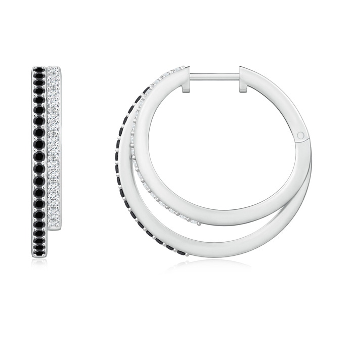 1.3mm AA Black Diamond Double Hoop Earrings in P950 Platinum 