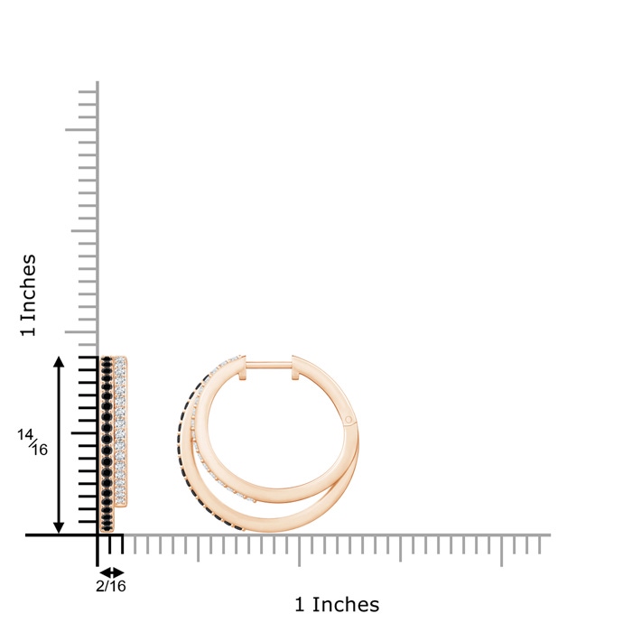 1.3mm AA Black Diamond Double Hoop Earrings in Rose Gold product image