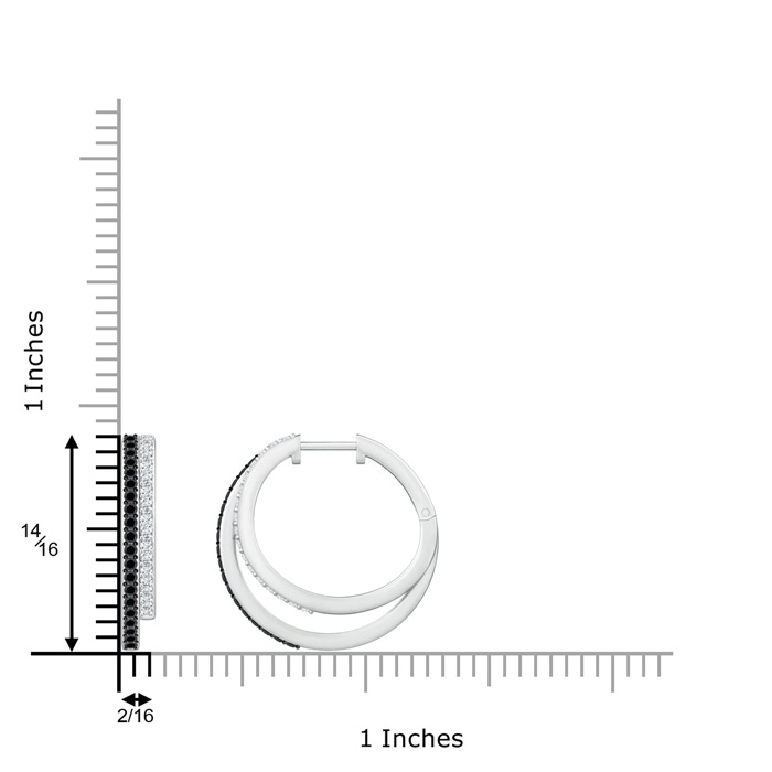 1.3mm AA Black Diamond Double Hoop Earrings in White Gold product image