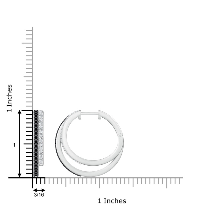 1.5mm A Black Diamond Double Hoop Earrings in White Gold product image