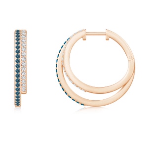 1.15mm AAA Blue Diamond Double Hoop Earrings in 10K Rose Gold