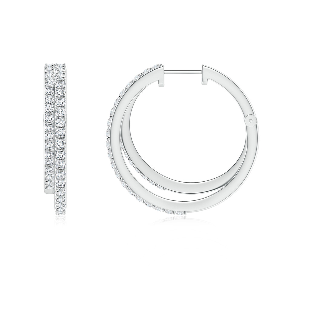 1.4mm GVS2 Diamond Double Hoop Earrings in White Gold