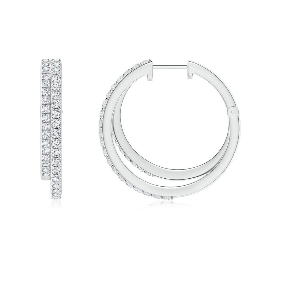 1.4mm GVS2 Diamond Double Hoop Earrings in White Gold 