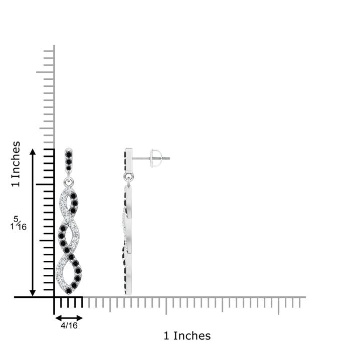 1.6mm A White and Black Diamond Infinity Dangle Earrings in P950 Platinum - ruler
