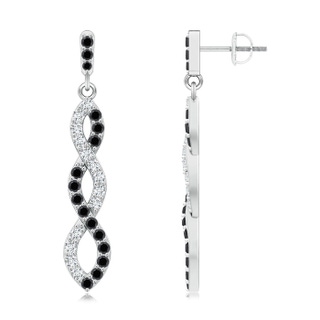 1.6mm AA White and Black Diamond Infinity Dangle Earrings in P950 Platinum
