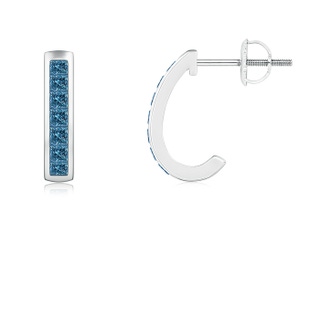 1.7mm AAA Channel-Set Enhanced Blue Diamond Half Hoop Earrings in P950 Platinum