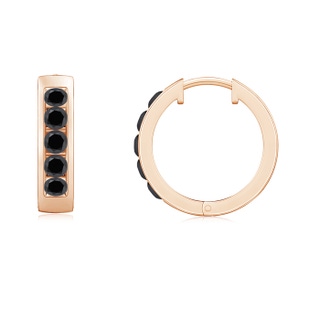 2.3mm AA Channel-Set Black Diamond Hoop Earrings in Rose Gold