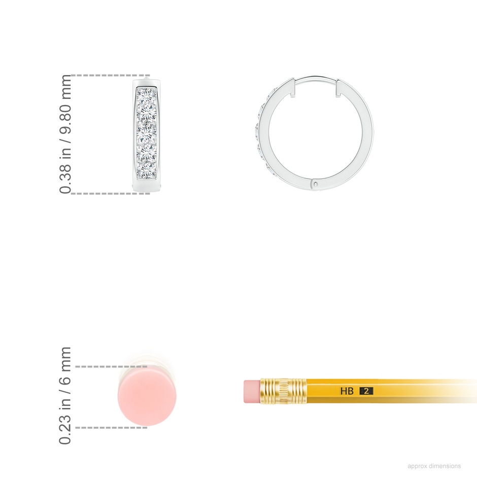 1.8mm GVS2 Channel-Set Diamond Hoop Earrings in P950 Platinum ruler