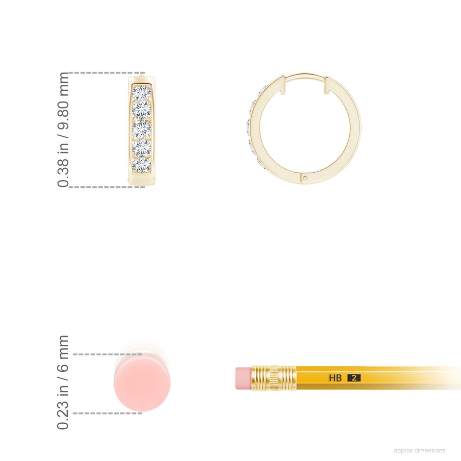 1.8mm GVS2 Channel-Set Diamond Hoop Earrings in Yellow Gold ruler