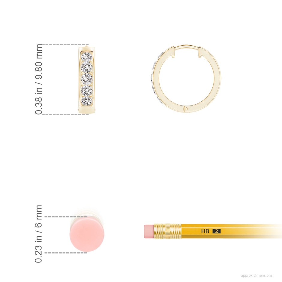 1.8mm IJI1I2 Channel-Set Diamond Hoop Earrings in Yellow Gold ruler