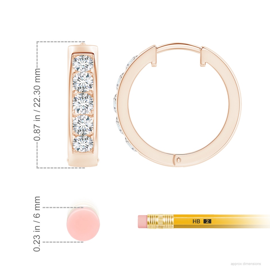 3.8mm GVS2 Channel-Set Diamond Hoop Earrings in 18K Rose Gold ruler