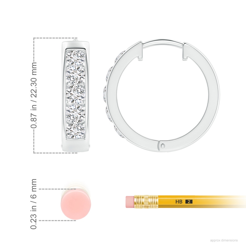 3.8mm HSI2 Channel-Set Diamond Hoop Earrings in 18K White Gold ruler