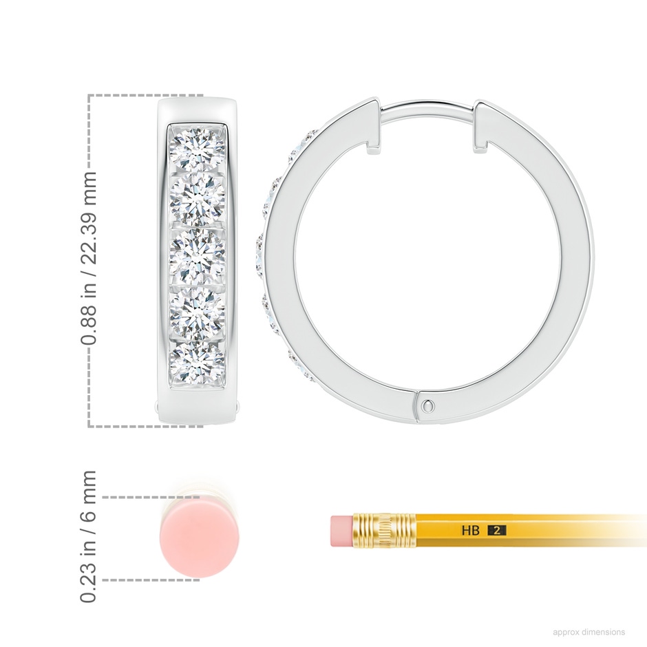 4.2mm GVS2 Channel-Set Diamond Hoop Earrings in P950 Platinum ruler