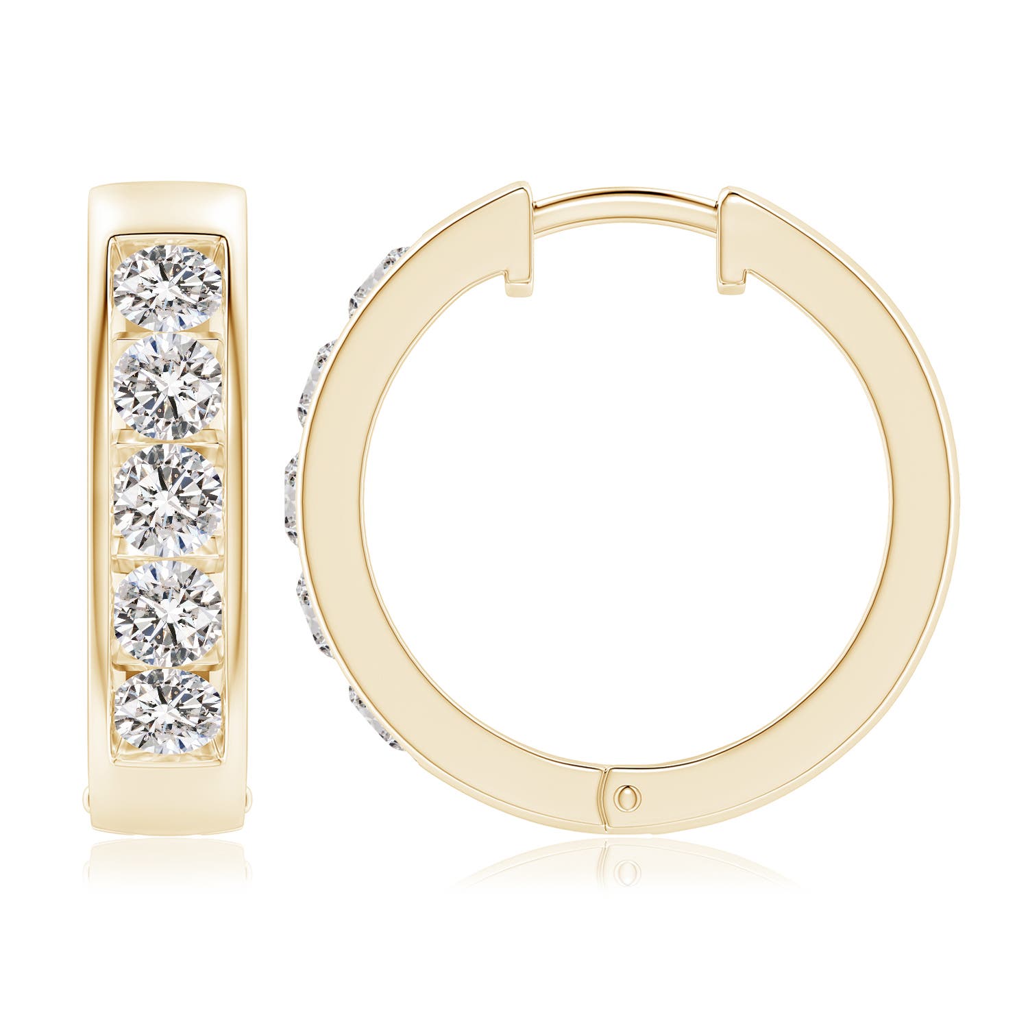 4.2mm IJI1I2 Channel-Set Diamond Hoop Earrings in Yellow Gold