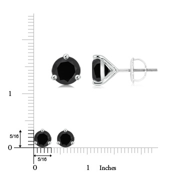 7.5mm AAA Black Onyx Martini Stud Earrings in White Gold Product Image