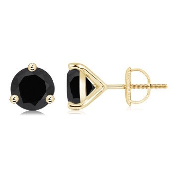 7.5mm AAA Black Onyx Martini Stud Earrings in Yellow Gold 