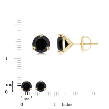 7.5mm AAA Black Onyx Martini Stud Earrings in Yellow Gold product image