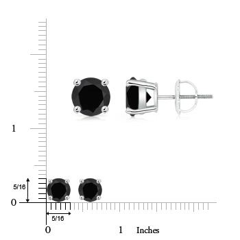 7.5mm AAA Basket-Set Round Black Onyx Stud Earrings in White Gold Product Image