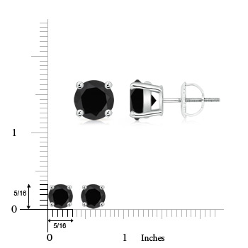 7.5mm AAA Basket-Set Round Black Onyx Stud Earrings in White Gold product image