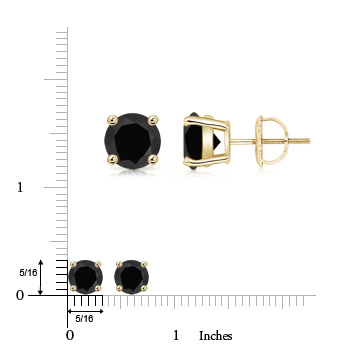 7.5mm AAA Basket-Set Round Black Onyx Stud Earrings in Yellow Gold Product Image