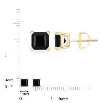 6.7mm AAA Basket-Set Square Black Onyx Stud Earrings in Yellow Gold Product Image