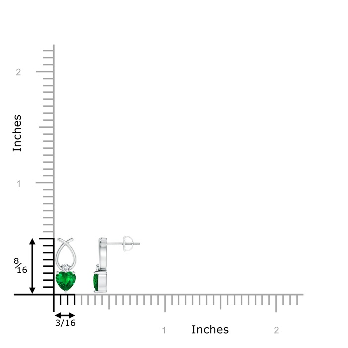 5mm AAAA Heart Shaped Emerald Ribbon Earrings with Diamond in White Gold product image