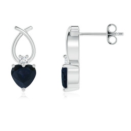 Heart Silver Blue Sapphire Earrings