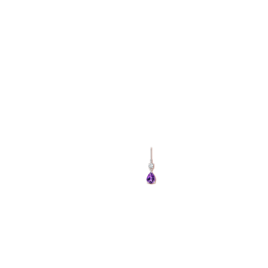8x6mm AAA Pear Amethyst Leverback Drop Earrings with Diamond in White Gold body-ear
