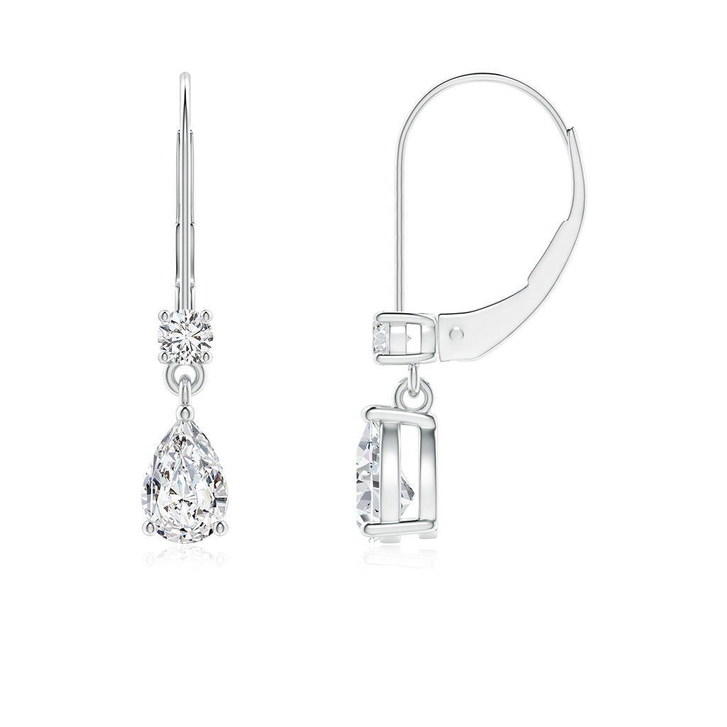 6x4mm HSI2 Pear Diamond Leverback Drop Earrings with Diamond Accent in White Gold