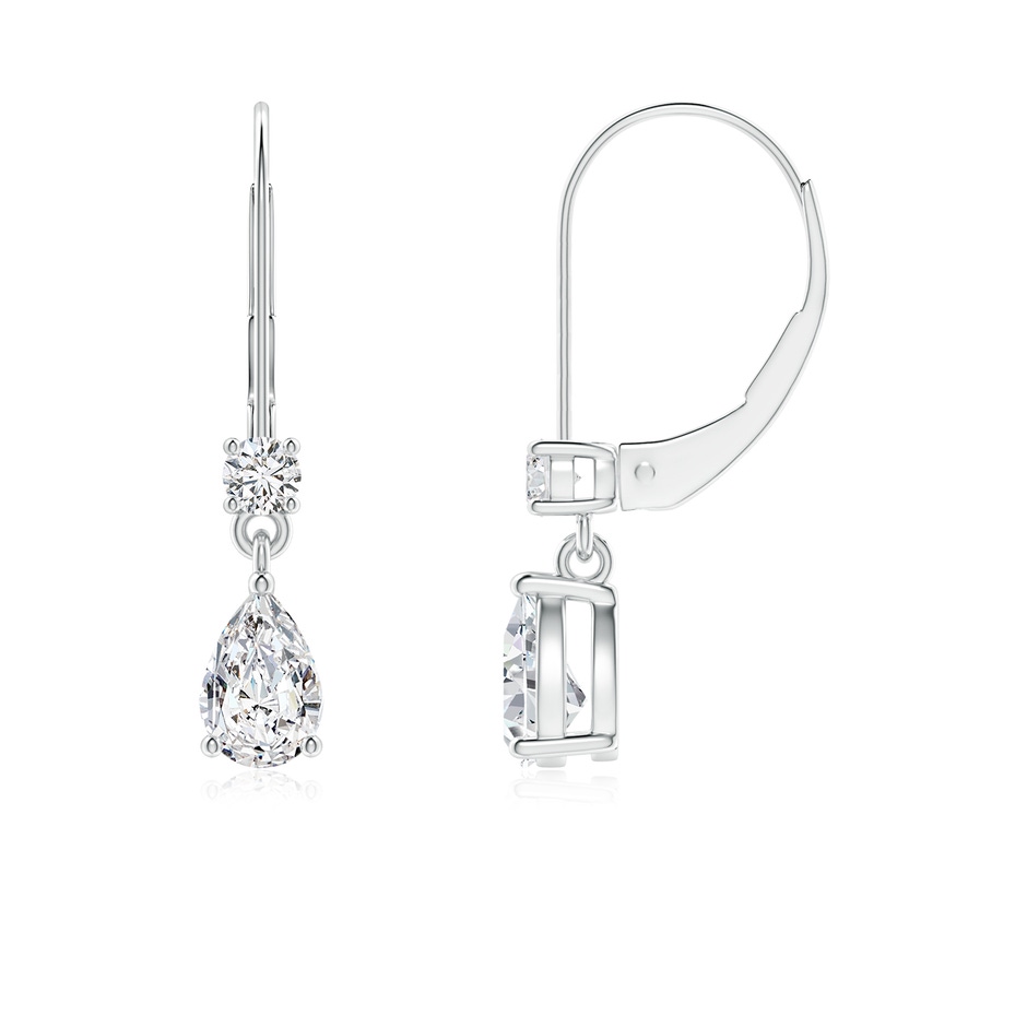 6x4mm HSI2 Pear Diamond Leverback Drop Earrings with Diamond Accent in White Gold 