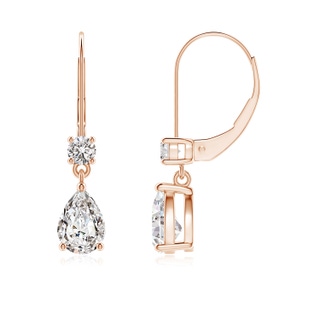 7x5mm IJI1I2 Pear Diamond Leverback Drop Earrings with Diamond Accent in Rose Gold
