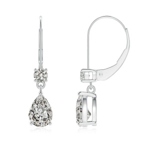 7x5mm KI3 Pear Diamond Leverback Drop Earrings with Diamond Accent in White Gold