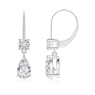 8x5mm HSI2 Pear Diamond Leverback Drop Earrings with Diamond Accent in White Gold