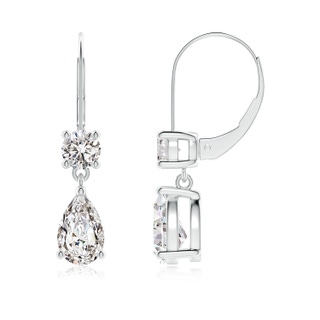 8x5mm IJI1I2 Pear Diamond Leverback Drop Earrings with Diamond Accent in P950 Platinum