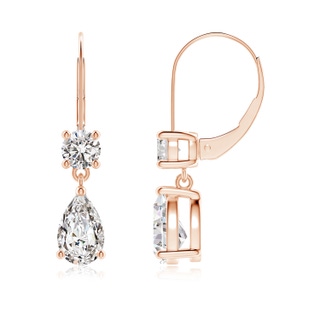 8x5mm IJI1I2 Pear Diamond Leverback Drop Earrings with Diamond Accent in Rose Gold