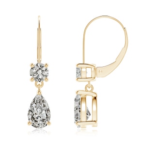 8x5mm KI3 Pear Diamond Leverback Drop Earrings with Diamond Accent in 9K Yellow Gold