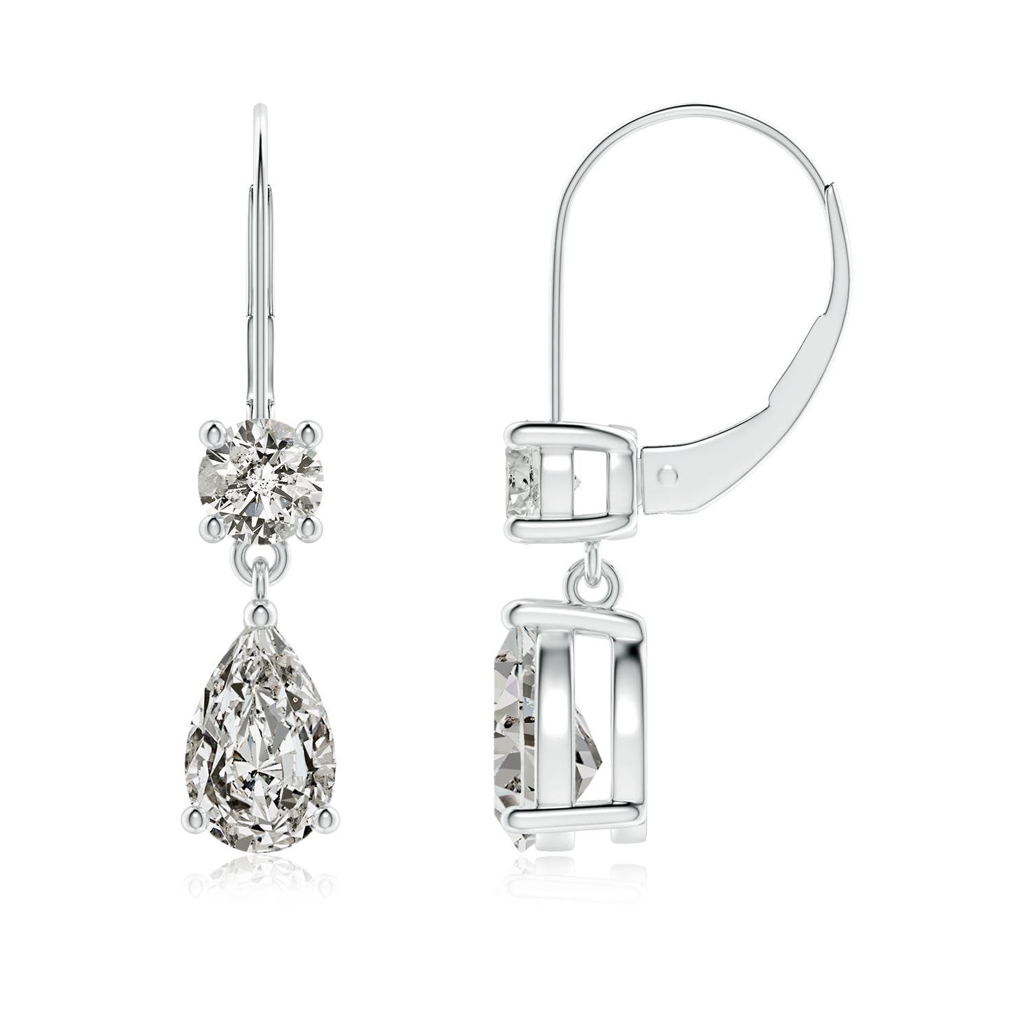 8x5mm KI3 Pear Diamond Leverback Drop Earrings with Diamond Accent in P950 Platinum