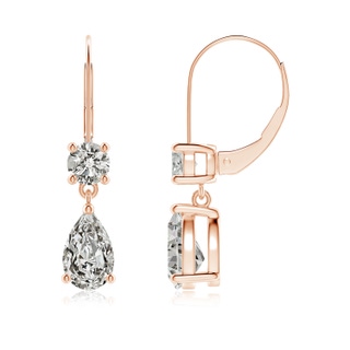 8x5mm KI3 Pear Diamond Leverback Drop Earrings with Diamond Accent in Rose Gold