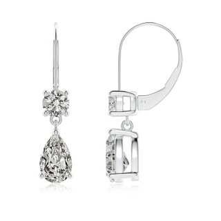 8x5mm KI3 Pear Diamond Leverback Drop Earrings with Diamond Accent in White Gold