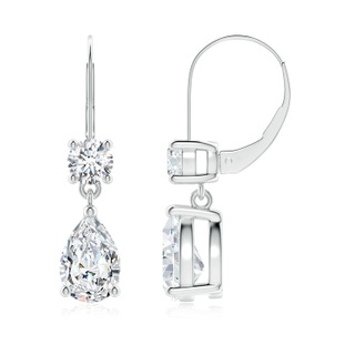 9x6mm GVS2 Pear Diamond Leverback Drop Earrings with Diamond Accent in P950 Platinum