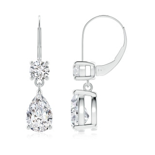 9x6mm HSI2 Pear Diamond Leverback Drop Earrings with Diamond Accent in P950 Platinum