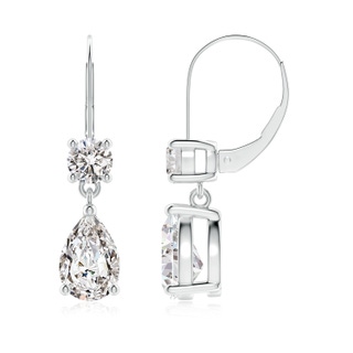 9x6mm IJI1I2 Pear Diamond Leverback Drop Earrings with Diamond Accent in P950 Platinum