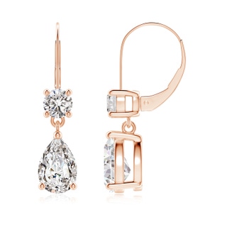 9x6mm IJI1I2 Pear Diamond Leverback Drop Earrings with Diamond Accent in Rose Gold