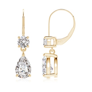 9x6mm IJI1I2 Pear Diamond Leverback Drop Earrings with Diamond Accent in Yellow Gold