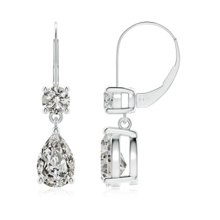 9x6mm KI3 Pear Diamond Leverback Drop Earrings with Diamond Accent in 10K White Gold